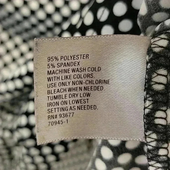 Worthington Stretch Black White Polkadot Short Sleeve Blouse Size XL - Picture 4 of 6